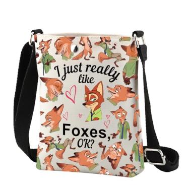 Imagem de Funny Foxes Bolsa tiracolo desenho animado raposa amante presentes Nick Fans presente raposas pequena bolsa transversal I Just Really Like Foxes Ok, 2578 Fox Crossbody