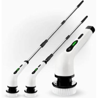 Imagem de Esfregão Elétrico Giratório 9 em 1, 25W, Sem Fio com Extensor Telescópico 1,40m, Escova Multifuncional Recarregável, Branco