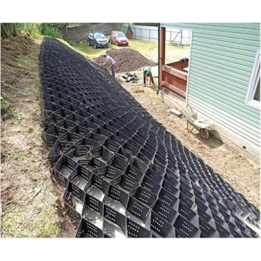 Imagem de Grade Geométrica De Inclinação Grade De Solo Para Grama Areia Cascalho Pedras Lama De Concreto Grades De Cascalho De Polietileno Dobráveis Flexíveis Fá, 10cm/4" High, 3x8m (10x26ft)