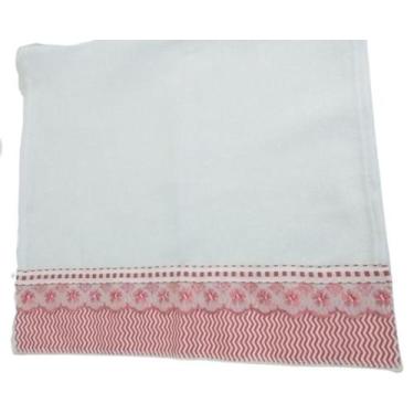 Imagem de Pano De Prato Decorado Com Barra De Tecido E Fitas Bordadas - Joy E Ar