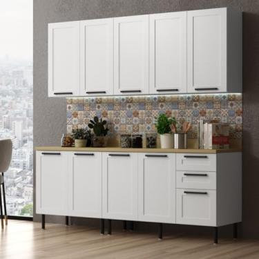 Imagem de Cozinha Compacta 3 Gavetas com Tampo 100% MDF Branco 6 Peças CZ3300