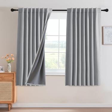 Imagem de H.VERSAILTEX Cortinas blackout 100% blackout com aba traseira de 153 cm de comprimento, com revestimento cinza para sala de estar, isolamento térmico, conjunto de 2 painéis, cinza geleira