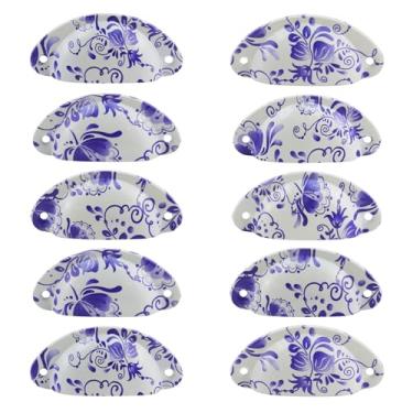 Imagem de Bitray 10 peças puxadores de gaveta de metal antigo em forma de concha - armários de cozinha vintage armário de metal móveis guarda-roupa porta medicina shell puxador (comprimento: 81 mm largura: 35