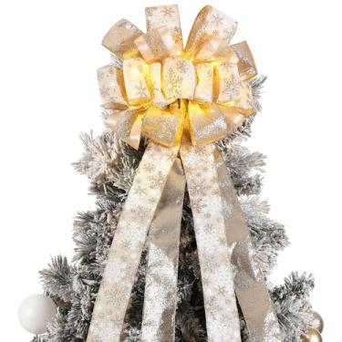 Imagem de Topper de árvore de Natal Zeyune Champagne com LED 30x113cm