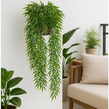 Imagem de Bambu Da sorte pendente Completo Com Vaso De Vime Arranjo decorativo De parede Enfeite