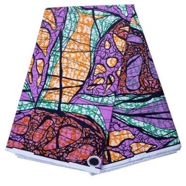 Imagem de BintaRealWax Tecido africano 100% algodão Ankara Print Kente Fabric 6 jardas