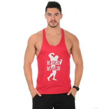 Imagem de Camiseta Regata Cavada Masculino Academia Treino No Pain No Gain - DUM