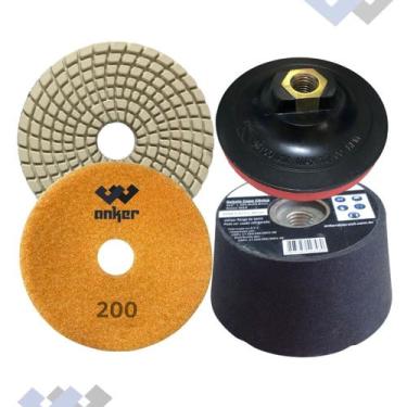 Imagem de Kit Acabamento Porcelanato 1 Lixa 200 Rebolo 120 1 Suporte - Anker