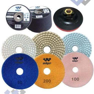 Imagem de Kit Acabamento 45 Porcelanato 3 Lixas 1 Rebolo 1 Suporte - Anker