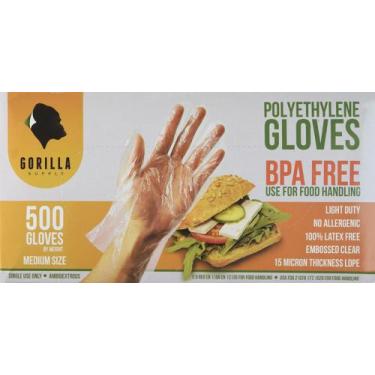 Imagem de Luvas descartáveis GORILLA SUPPLY 1000 BPA Free Poly PE LDPE