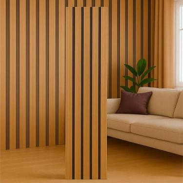 Imagem de 10 Placas Adesivas Painel Madeira Ripada 90x16 Montável MDF Freijó, Im