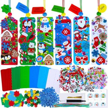Imagem de Winlyn 36 Sets Christmas Craft Kits Winter Crafts DIY Holiday Bookmark Ornaments Decorations Art Sets Festive Snowmen Reindeer Foam Stickers Arts and Crafts for Kids Classroom Activities Party Favors