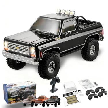 Imagem de FMS 1/10 RC Crawler FCX10 Chevy K5 Blazer RS RC Pickup Truck Hobby Offroad Rock Truck DIG/4WD/FWD 11CH 2.4GHz Remote Control Car for Adults (Black)