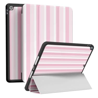 Imagem de RQYDYZMJ Capa para iPad 9ª/8ª/7ª geração (2021/2020/2019) 10,2 polegadas, hibernar/despertar automático, suporte inteligente com três dobras à prova de choque para mulheres e meninas (listras