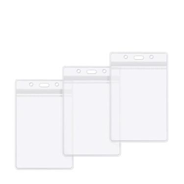 Imagem de Porta-crachá vertical de plástico transparente, porta-crachás, à prova d'água, resselável, para enfermeiros, escritório e escola, serve para cartão de identificação/cartão de crédito/cartão de
