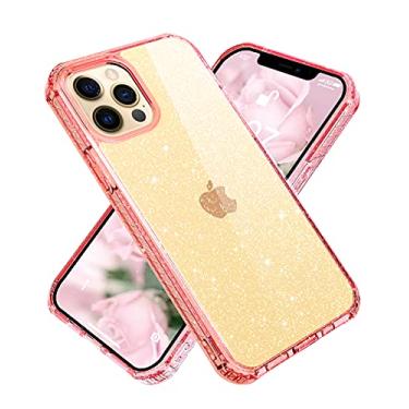 Imagem de MIODIK Capa projetada para iPhone 12, projetada para iPhone 12 Pro, com purpurina de cristal, [não amarela] Capa protetora transparente e à prova de choque fina para mulheres e meninas (6,1 polegadas)
