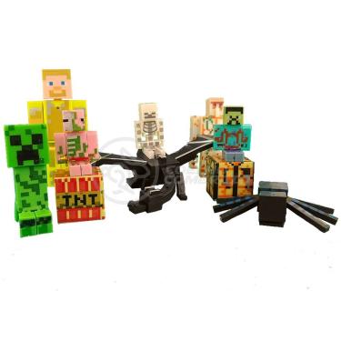Imagem de Kit Minecraft Dragão 3 Bonecos 1 Creeper 1 Aranha Azul
