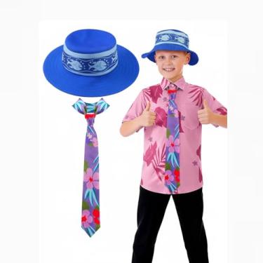 Imagem de Chicingyou Halloween Fox Cosplay Costume, Hawaiian Printed Floral Tie, Blue Bucket Hat, One Size, Unisex for Cosplay Party