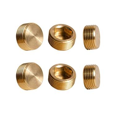 Imagem de Plugue de cano de latão Quickun para encaixe interno de cano de soquete rosqueado hexagonal, 1/2" NPT（6Pcs)