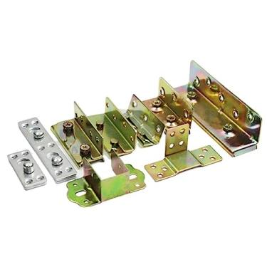 Imagem de 4 pares de suporte de viga de cama de metal com dobradiça e conector de placa de madeira para acessórios de móveis de ferragens de canto fixo (C)