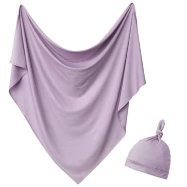 Imagem de Conjunto de embrulhos para bebês Aijoviko 89x89cm com chapéu lilás