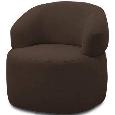 Imagem de Poltrona Giratória Sala de Estar Living Orgânico Carmen F04 Veludo Marrom - Lyam Decor
