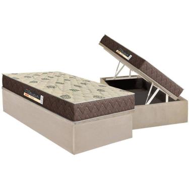 Imagem de Conjunto Box Baú Solteiro: Colchão Molas Orthoflex D28 Livorno + Base Crc Suede Clean (...