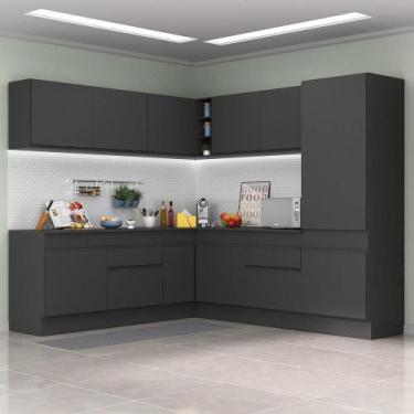 Imagem de Armário De Cozinha Completa De Canto Preto - MULTIMOVEIS