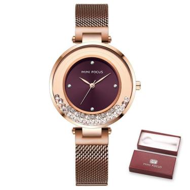 Imagem de Relógio De Pulso Feminino Mini Focus Mf0254l à Prova D'água Castanho