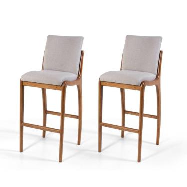 Imagem de Conj 2 Banquetas Com Encosto Estofadas Cinza Claroeb