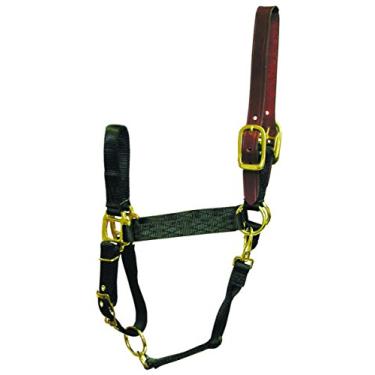 Imagem de Hamilton Cavalo ajustável de nylon de 2,5 cm com enquete de cabeça de couro e encaixe de garganta, grande, preto