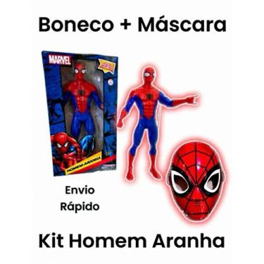 Imagem de Boneco e Máscara Homem Aranha Brinquedo Infantil Herói Ideal Presente 