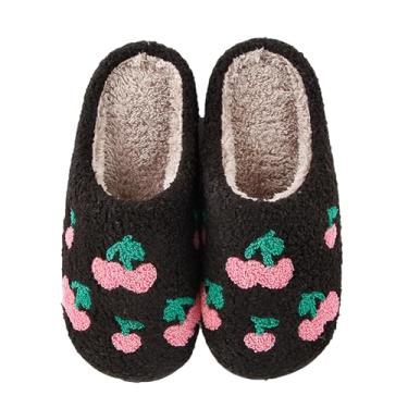Imagem de Tellrain Pantufas De Quarto Femininas Com Estampa Morango Fofas - Quentes, Macias, Felpudas E Antiderrapantes