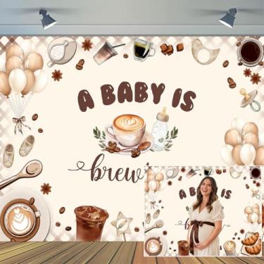 Imagem de Pano de fundo de chá de bebê de 2,1 x 1,5 m para chá de bebê, um bebê está preparando, tema de panificação de café, faixa de fundo para garrafa de balão e chá de brunch para chá de bebê, revelação de
