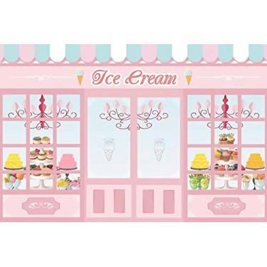 Imagem de ZJRBJB Decoração de sorvete de 3 x 2,4 m, decoração rosa, princesa, sobremesa, loja, doce, festa de aniversário, sorveteria, meninos, crianças, faixa para chá de bebê, cabine fotográfica