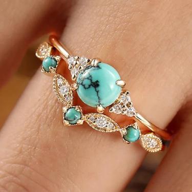 Imagem de Anéis turquesa para mulheres, cowgirl, roupas ocidentais, joias chiques, joias, strass, ouro, articulação, boho, empilhável, ocidental, acessórios de fantasia de vaqueira