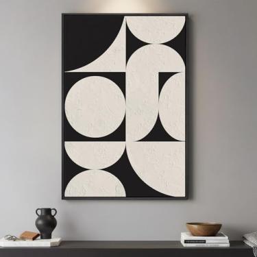 Imagem de Arte de parede abstrata emoldurada em preto e branco, grandes impressões em tela modernas, pinturas artísticas para paredes, imagens geométricas minimalistas para sala de estar, quarto, sala de jantar