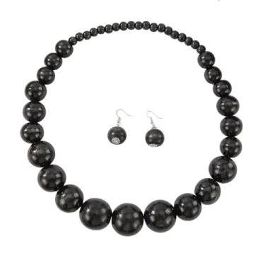 Imagem de Azusa Sun Colar de contas rosa choque para mulheres homens babador colorido grande grosso grande de madeira contas redondas colares de fio fantasia declaração joias de casamento presente, One size