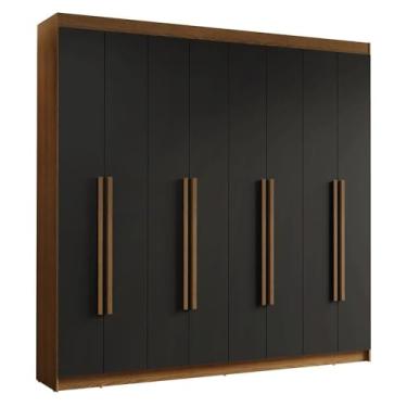 Imagem de Guarda-roupa Casal 8 Portas Batentes Rustic/preto/rustic Saturno Madesa