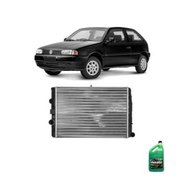 Imagem de Kit Radiador VW Gol 97 1.0 8/16V G3/G4 C/Ar + Aditivo Radiador Paraflu Verde Pronto Uso 5L