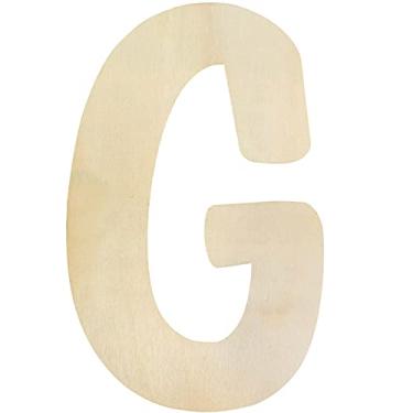 Imagem de Letras de madeira G letras grandes de madeira 30,5 cm letras de madeira inacabadas para decoração de parede artesanato em branco grande quadro de alfabeto pintura pendurada em casa bebê berçário
