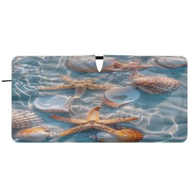 Imagem de Blueangle Para-brisa Starfish Shell Verão Praia Para-brisas - 149.9 cm x 76.2 cm Dobrável Carro Frontal Para-sol Blocos Raios UV Viseira de Sol (806)