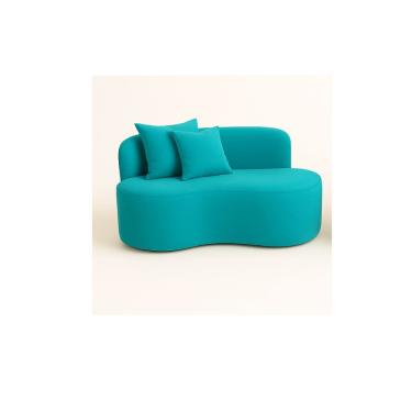 Imagem de Sofá  Decorativo Curvo Orgânico Nature Gaia Suede Azul Turquesa - Montanaris Decor