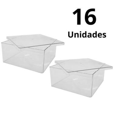Imagem de Kit 16 Caixa Cake Box Quadrada C/Tampa 2L Sobremesa Doces - LSC Toys