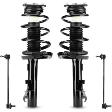 Imagem de ILONPA Amortecedores dianteiros com conjunto de amortecedor de mola helicoidal + elos de barra oscilante para Mazda 3 2004-2009 Substituir 172263 172264 K80235 (4 peças)