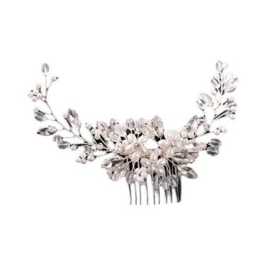 Imagem de Tiara De Cristal Com Flores De Strass E Pérolas Para Mulheres, Acessór
