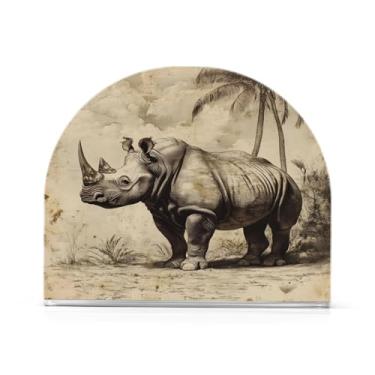 Imagem de JUZIHAI Porta-guardanapos de rinoceronte para mesa dispensador de guardanapo de acrílico para mesa suporte de lenços independente para cozinha sala de jantar bar festa decoração de casa