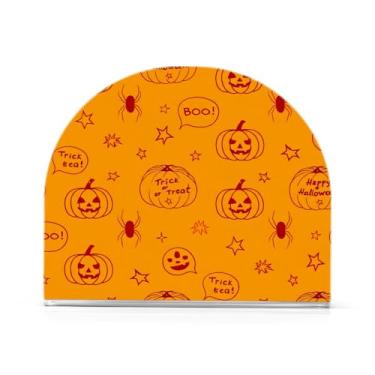 Imagem de JUZIHAI Abóboras de Halloween Porta-guardanapos para mesa Dispensador de guardanapo de acrílico para mesa Suporte de lenços independente para cozinha sala de jantar bar festa decoração de casa