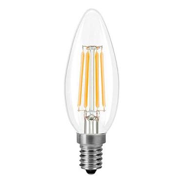 Imagem de Lâmpada LED de 4W Equivalente a 40W Base E14 Candelabra Estilo Vintage Filamento Claro Branco Quente Regulável Longa Vid