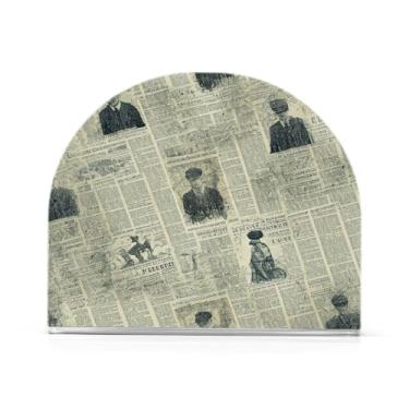 Imagem de JUZIHAI Porta-guardanapos de jornal vintage para mesa dispensador de guardanapos de acrílico para mesa suporte de lenços independente para cozinha sala de jantar bar festa decoração de casa